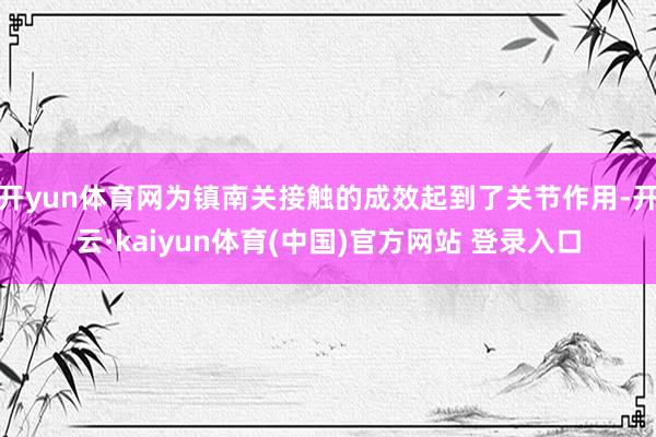 开yun体育网为镇南关接触的成效起到了关节作用-开云·kaiyun体育(中国)官方网站 登录入口