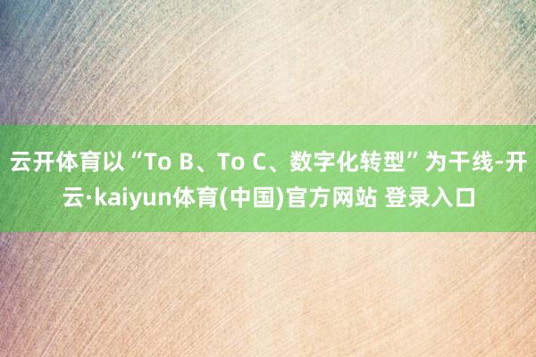 云开体育以“To B、To C、数字化转型”为干线-开云·kaiyun体育(中国)官方网站 登录入口